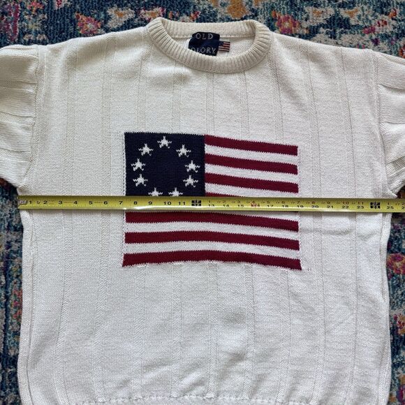 Vintage Old Glory Sweater Mens Large Pullover Knit Flag USA Crew Neck Patriotic - Picture 6 of 7